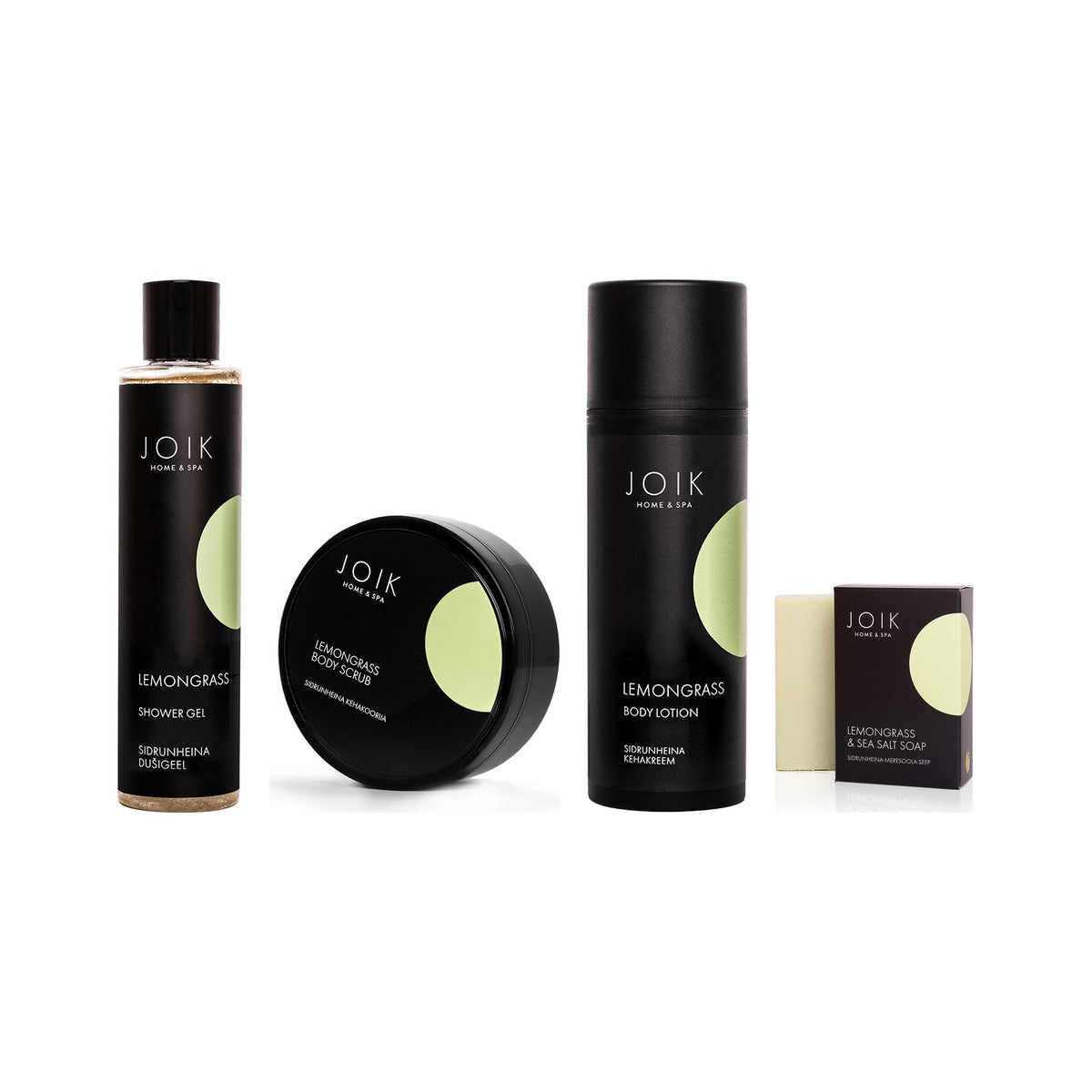 Lemongrass Body Care Set: shower gel, body scrub, body lotion and soap