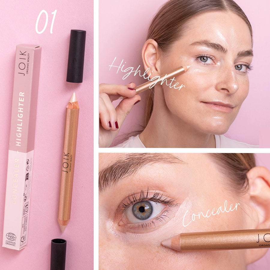 Dual-Ended Highlighter and Concealer Stick | Subtle Pink / Soft Champagne